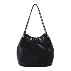 Too Busy Grommet Stud Black Shoulder Bag