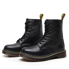 Rounded Toe Lace-Up Combat Boots
