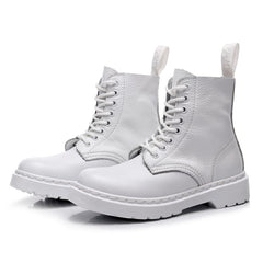 Rounded Toe Lace-Up Combat Boots