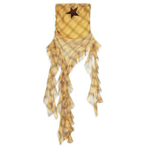 Y2K Star Plaid Asymmetric Tube Top