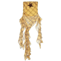 Y2K Star Plaid Asymmetric Tube Top