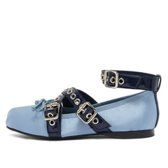 Wrap Around Ballet Flats in Blue