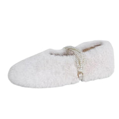 Soft Girl Fluffy Mary Jane Flats