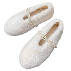 Soft Girl Fluffy Mary Jane Flats