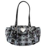 Come As You Are Spiked Heart Plaid Shoulder Bag