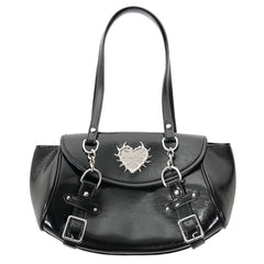 Come As You Are Spiked Heart Plaid Shoulder Bag