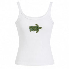 Sea Turtle Beaded Patch Tank Top