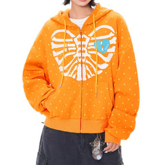 Broken Heart Skeleton Zip Up Hoodie