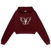 Butterfly Print Crop Hoodie