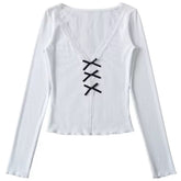 Coquette Aesthetic V-Neck Top
