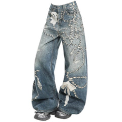Coquette Bow Chain Print Jeans