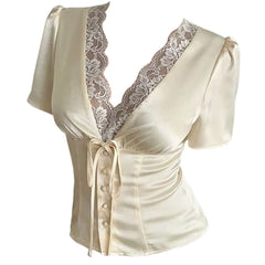 Coquette Girl Satin Lace Blouse