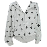 Cross Print Zip Up Hoodie