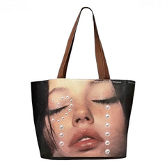 Crying Face Pearls Tote Bag
