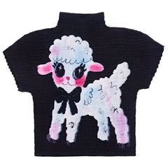 Cute Lamb Print Y2K Baby Tee
