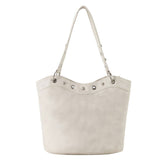 Too Busy Grommet Stud Beige Shoulder Bag