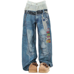 Nothing to Hide Layered Waist Graphic Jeans