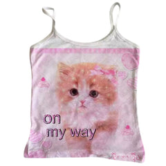 On My Way Kitten Y2K Tank Top