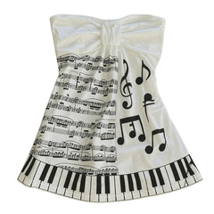 Piano Print Strapless Tube Top