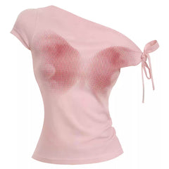 Pink Butterfly Asymmetrical Top
