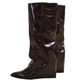 Pointed-Toe Boots with Wide Calf
