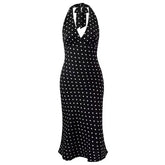French Summer Polka Dot Halter Dress