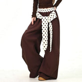 Polka Dot Belt Wide Leg Pants