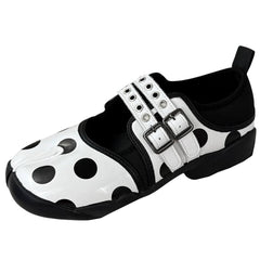 Polka Dot Buckle Strap Tabi Shoes
