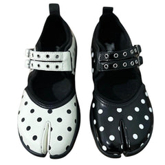Polka Dot Buckle Strap Tabi Shoes