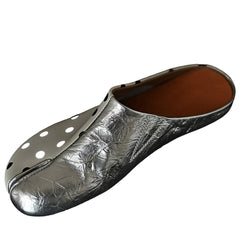 Paris Polka Dot Silver Tabi Mule Flats