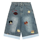 Poodle Embroidered Denim Shorts