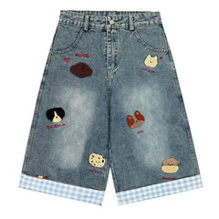 Poodle Embroidered Denim Shorts