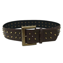 Square Buckle Studded Wide Belt