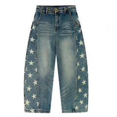 Star Print Barrel Jeans