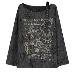Star Girl Print One-Shoulder Top