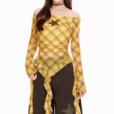 Teen Spirit Star Plaid Long Sleeve Top
