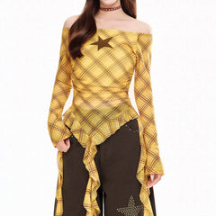 Teen Spirit Star Plaid Long Sleeve Top
