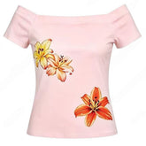 Tropical Flowers Coconut Girl Off Shoulder Top
