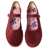 Velvet Mary Jane Flats