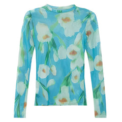 Watercolor Lily Mesh Top