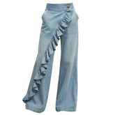 Wide Leg Ruffle Jeans