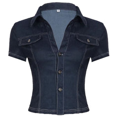Y2K Denim Cropped Shirt