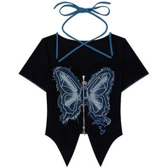 Y2K Butterfly Cutout Top