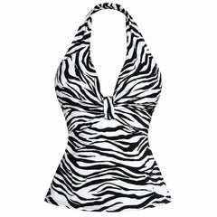 Y2K Era Zebra Print Halter Top