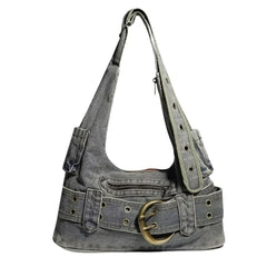 2000s Icon Denim Buckle Shoulder Bag