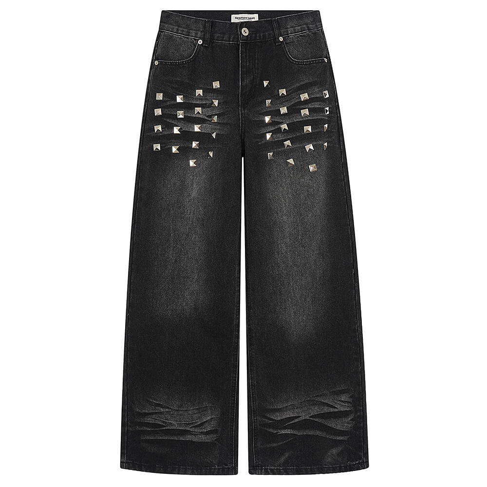 2000s Studded Wide Leg Jeans