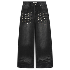 2000s Studded Wide Leg Jeans