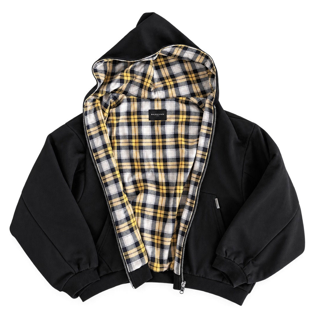 Black & Yellow 90s Plaid Reversible Hoodie