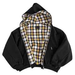 Black & Yellow 90s Plaid Reversible Hoodie