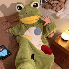 Fuzzy Green and Yellow Party Frog Onesie